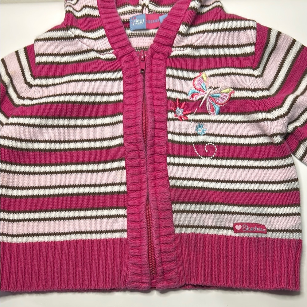 Skechers Pink Striped Kids Hoodie
